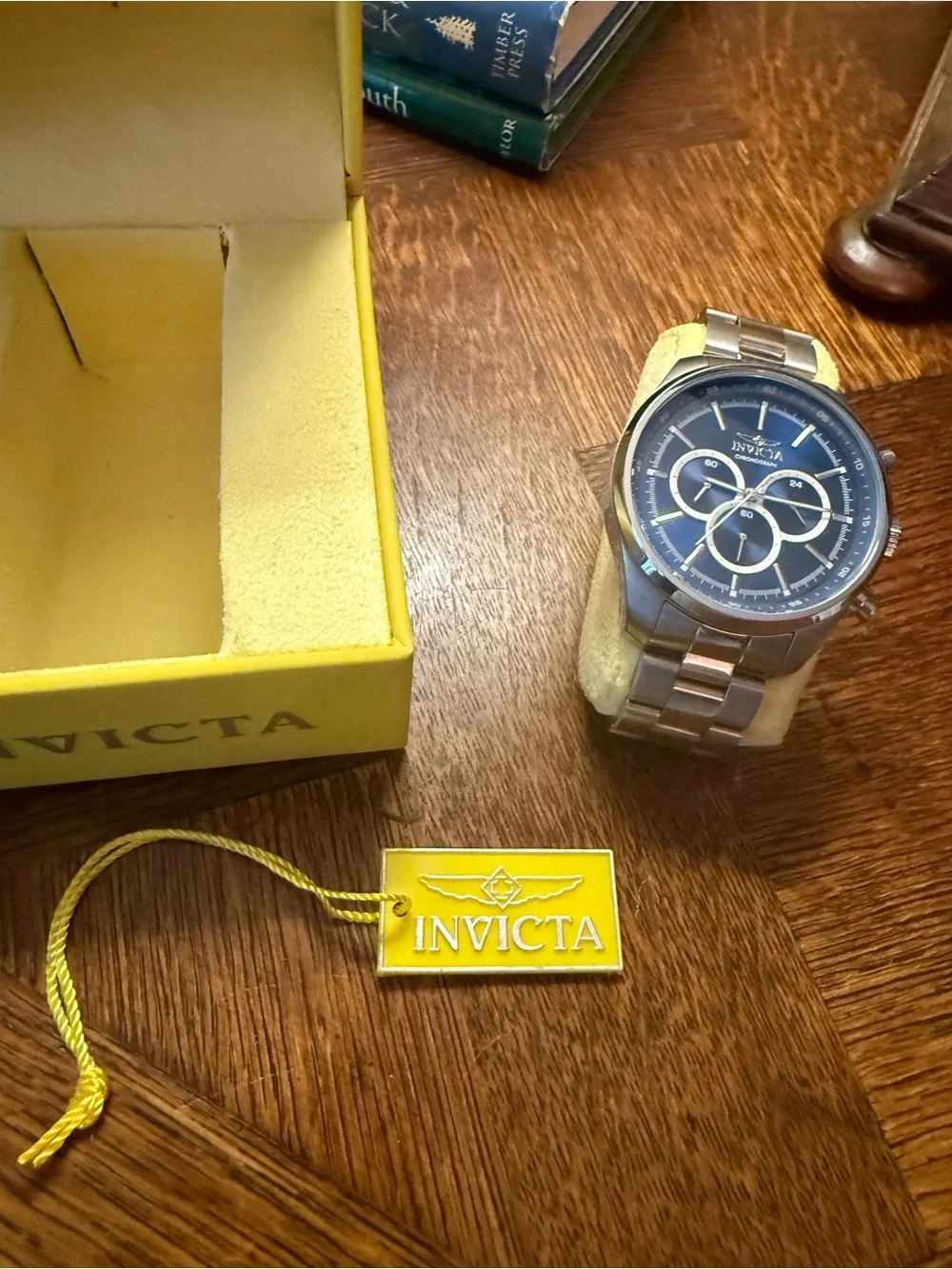 Invicta Men’s Blue Dial Specialty Chronograph with Silver Bracelet 48mm